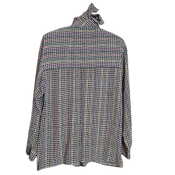 Vintage Ciao Sport 100% Silk Rainbow Houndstooth Blouse size 8 Petite - Picture 5 of 9